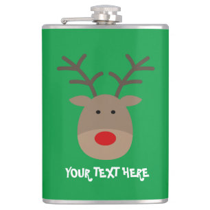 Funny Rudolf reindeer Christmas party drink flask