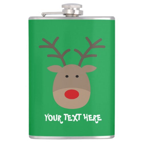 Funny Rudolf reindeer Christmas party drink flask
