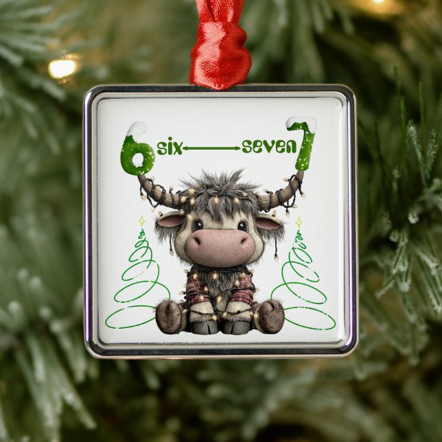 Funny Rudolf Trees Antlers Six Seven Christmas  Metal Ornament (Tree)