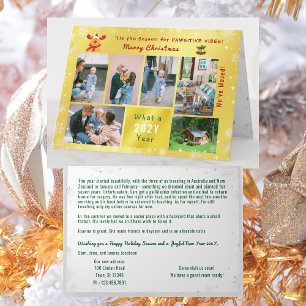 Funny Rudolph 6 Photos Collage We've Moved Golden Holiday Card