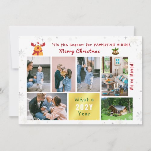 Funny Rudolph 7 Photos Collage Weve Moved Modern Holiday Card
