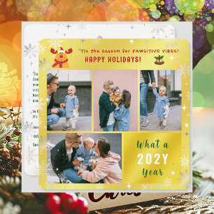 Funny Rudolph Happy Holidays Cute Golden 4 Photos Holiday Card