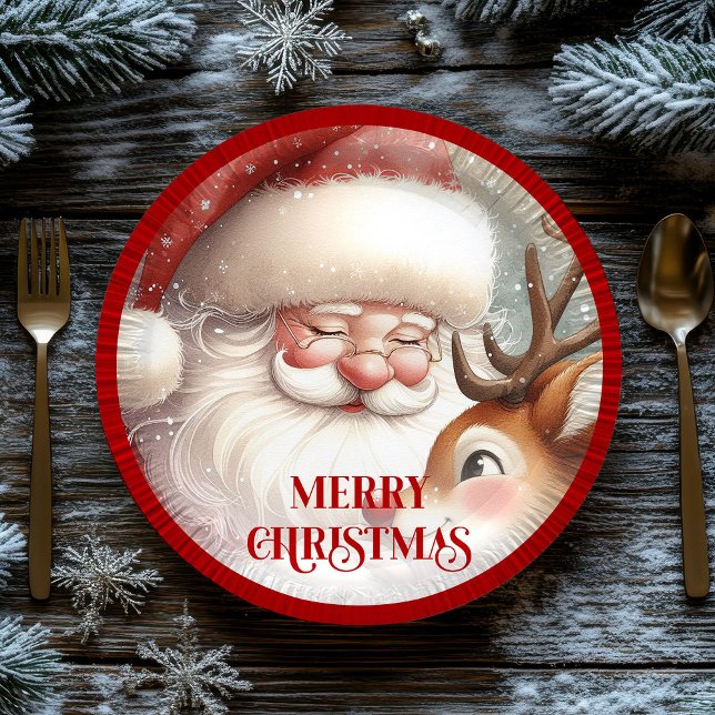Funny Rudolph Red Nose Cartoon Christmas Paper  Plates (Funny Rudolph Red Nose Cartoon Christmas Paper Plates

)
