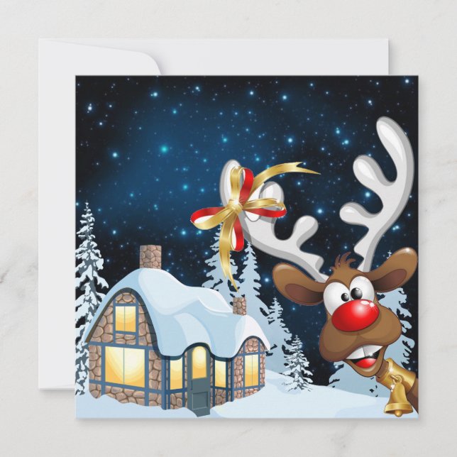 Funny Rudolph Red Nose Reindeer Holiday Card (Front)