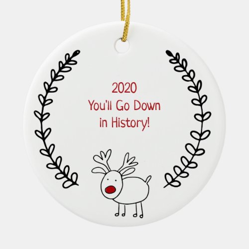 Funny Rudolph Reindeer Christmas Ceramic Ornament