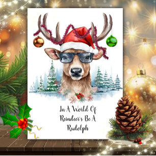 Funny Rudolph Reindeer Christmas Holiday Card