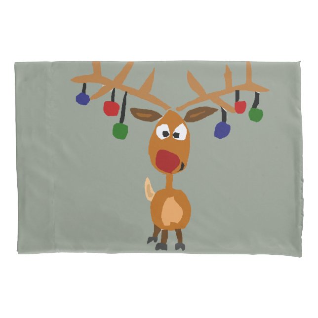 Funny Rudolph Reindeer Christmas Pillowcase (Front)