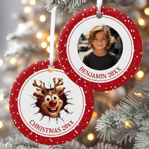 Funny Rudolph Reindeer Photo Christmas Ornament