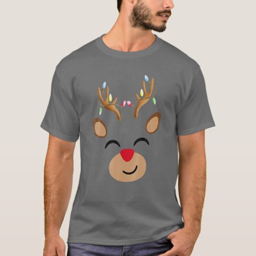 Funny Rudolph The Red Nose Reindeer Light Christma T_Shirt
