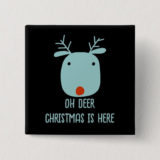 Funny Rudolph the Red-Nosed Reindeer Christmas Button (Front)