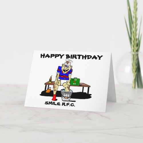 FUNNY RUGBY BIRTHDAY GREETING CARD