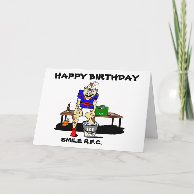 FUNNY RUGBY BIRTHDAY GREETING CARD (Front)