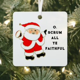 Funny Rugby Christmas Metal Ornament