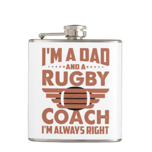 Funny Rugby Dad and Rugby Coach Flask