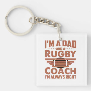 Funny Rugby Dad and Rugby Coach Keychain