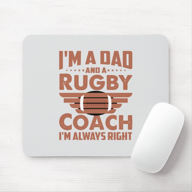 Funny Rugby Dad and Rugby Coach Mouse Pad (With Mouse)