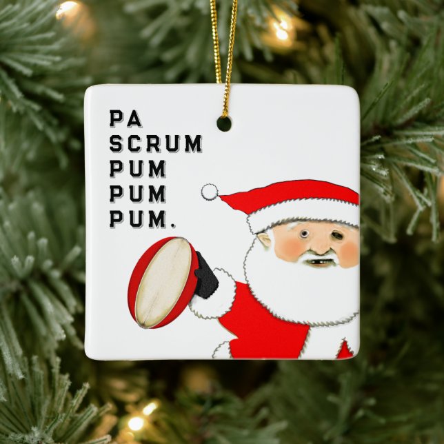 Funny Rugby Drummer Boy Ceramic Ornament (Tree)