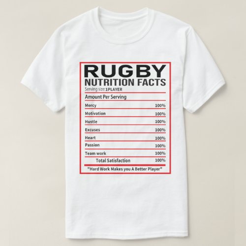 Funny Rugby Nutrition Facts Rugby Player Gift T_Shirt