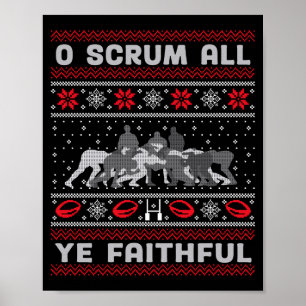 Funny Rugby O Scrum All Ye Faithful Ugly Merry Chr Poster