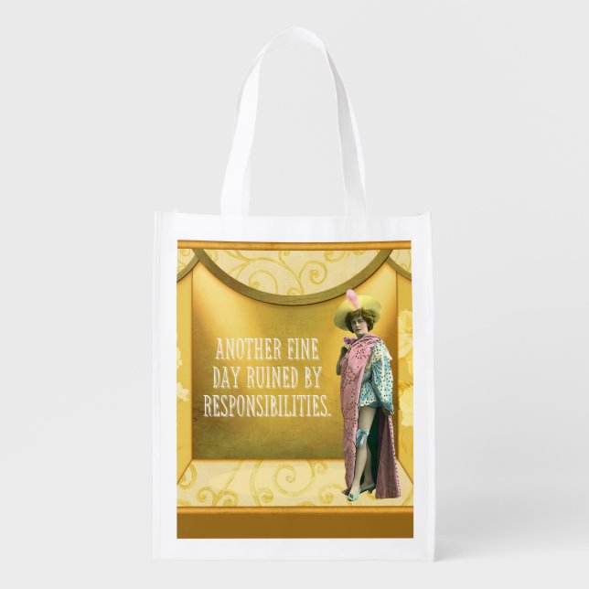 Funny Ruined By Responsibilities Reusable Grocery Bag (Front)