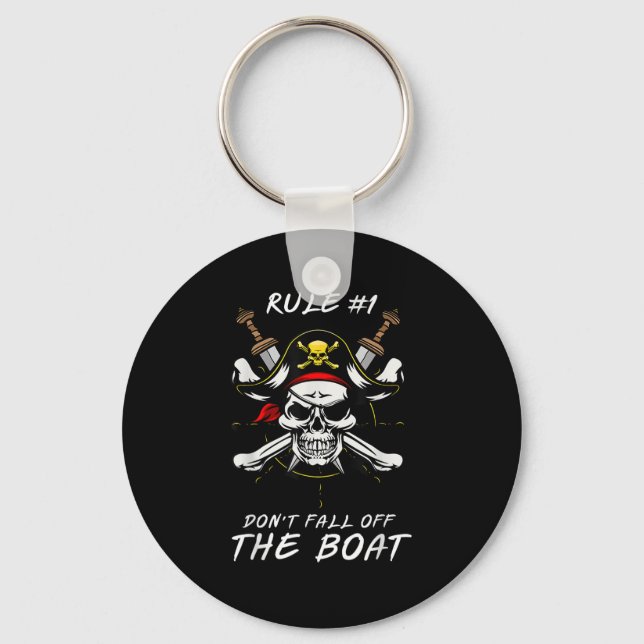 Funny Rule #1 Don't Fall Off The Boat Cruise Rate  Keychain (Front)