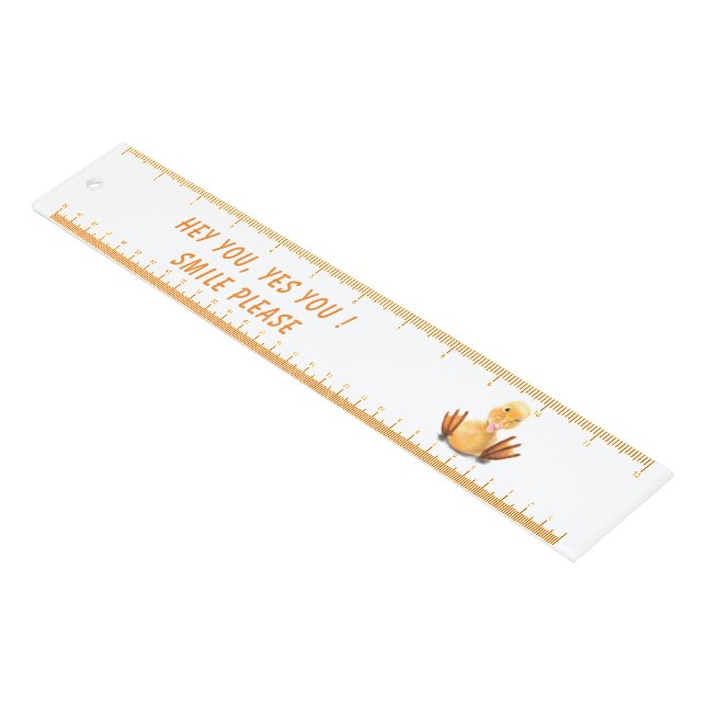 Funny Ruler with Happy Yellow Duck - Smile  (Angled)