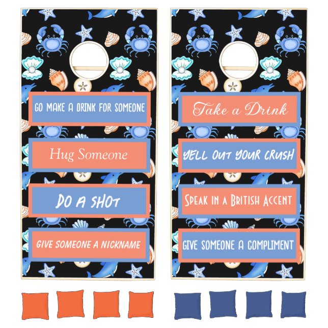  Funny Rules Beach Themed Cornhole Set (Set)