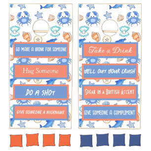 Funny Rules Beach Themed Cornhole Set