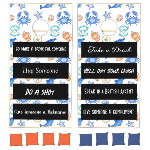 Funny Rules Beach Themed Cornhole Set