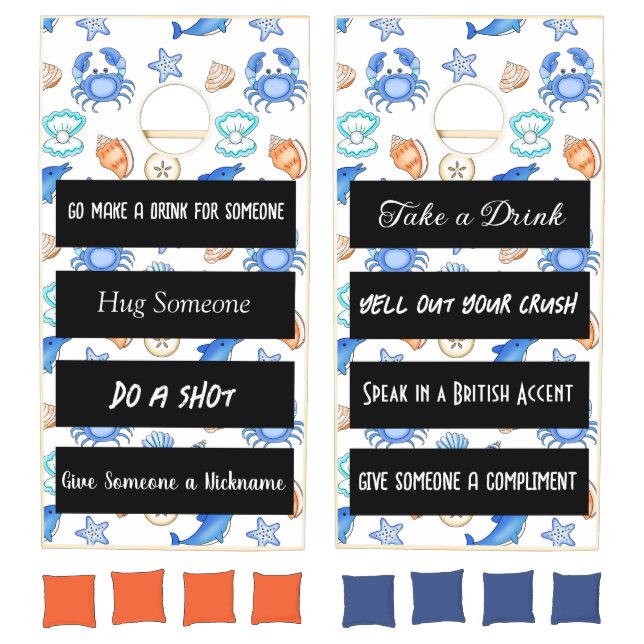  Funny Rules Beach Themed Cornhole Set (Set)