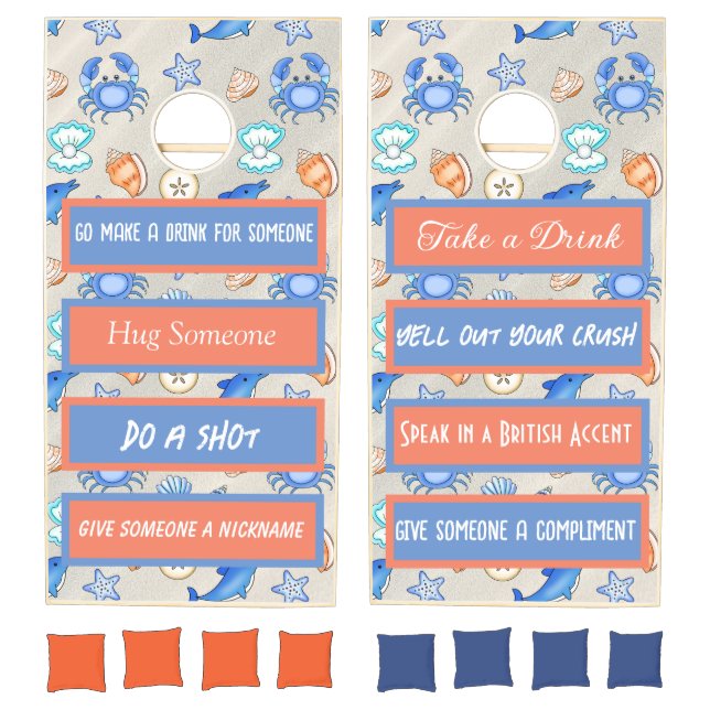  Funny Rules Beach Themed Cornhole Set (Set)