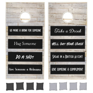 Funny Rules Cornhole Faux Wood Cornhole Set