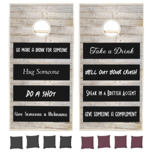 Funny Rules Cornhole Faux Wood Cornhole Set