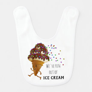 Funny Run Out of Ice Cream Cartoon Baby Bib