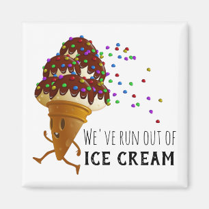 Funny Run Out of Ice Cream Cartoon Magnet