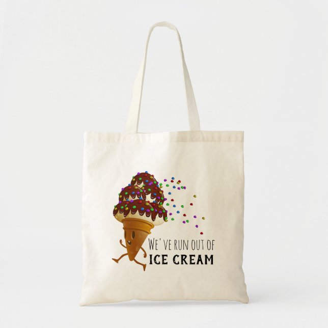 Funny Run Out of Ice Cream Cartoon Tote Bag (Front)