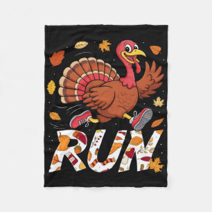 Funny Run Running 5k Race Turkey Trot Thanksgiving Fleece Blanket