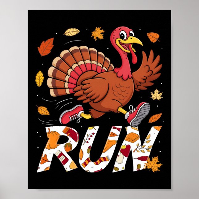 Funny Run Running 5k Race Turkey Trot Thanksgiving Poster (Front)