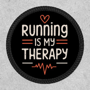 Funny runner quotes running is my therapy  patch