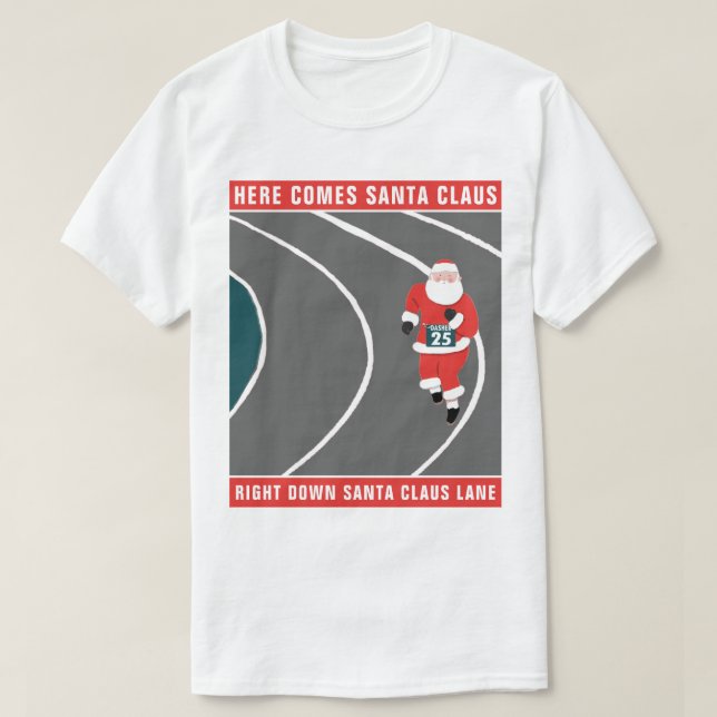 Funny Runner Racing Christmas T-Shirt (Design Front)