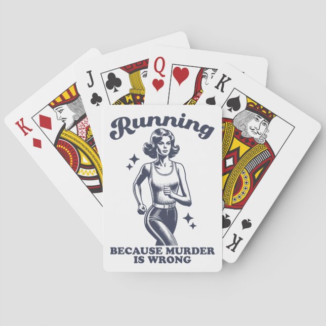 Funny Running Because Murder Is Wrong Retro Poker Cards (Back)