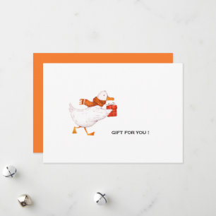 Funny Running Cartoon Duck Christmas Holiday Card