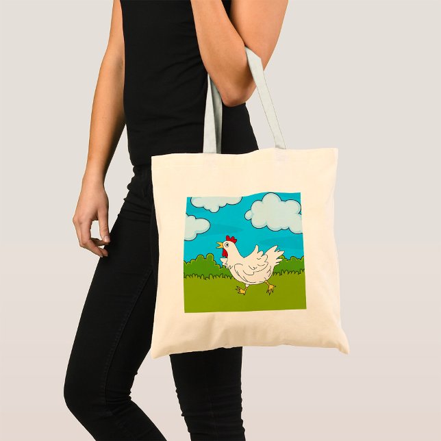 Funny Running Chicken Farmyard Animal Tote Bag (Creator Uploaded)