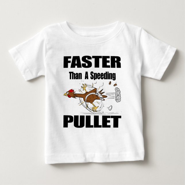 Funny running cool chicken cartoon illustration baby T-Shirt (Front)