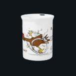 Funny running cool chicken cartoon illustration beverage pitcher<br><div class="desc">Funny running chicken cartoon. Faster than a speeding pullet!</div>