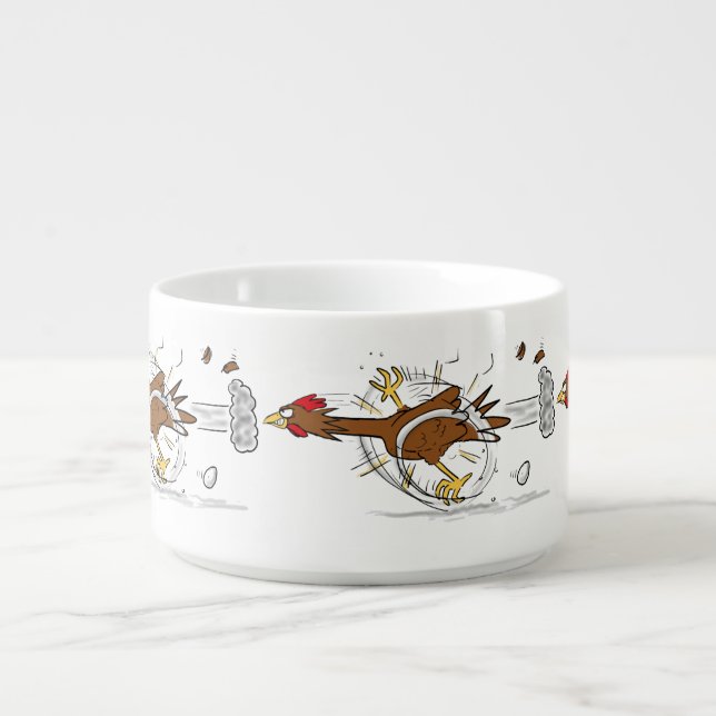 Funny running cool chicken cartoon illustration bowl (Center)