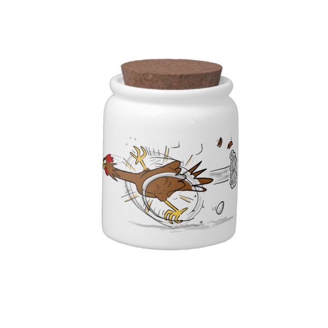 Funny running cool chicken cartoon illustration candy jar (Left)