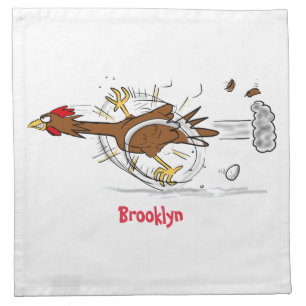 Funny running cool chicken cartoon illustration cloth napkin