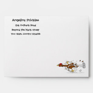Funny running cool chicken cartoon illustration envelope