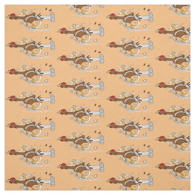 Funny running cool chicken cartoon illustration fabric (Swatch)